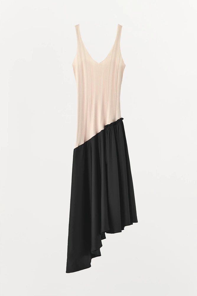 CONTRASTING MIDI DRESS