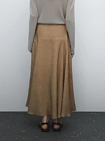 Flounce linen blend midi skirt