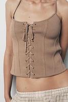 CORSET EN MAILLE À LACETS