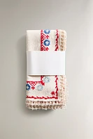 SET OF COTTON AND LINEN NAPKINS WITH CROSS STITCH EMBROIDERY (SET OF 2)