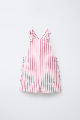 STRIPED TWILL OVERALLS
