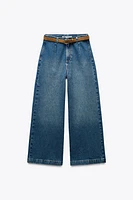 Z1975 BELTED HIGH RISE CROPPED WIDE LEG JEANS