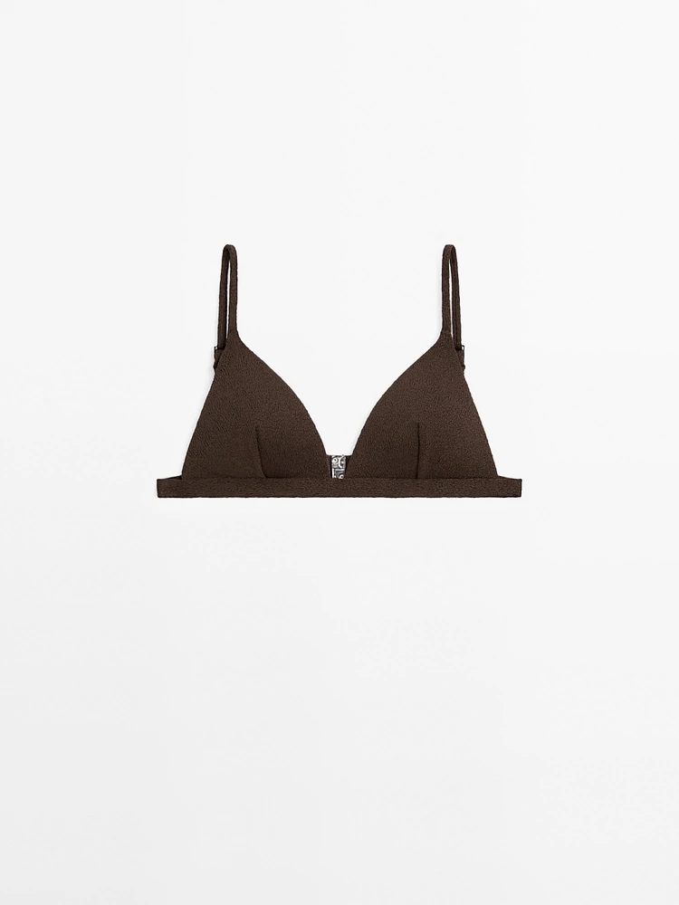Textured triangle bikini top