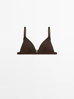 Textured triangle bikini top