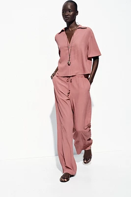 SHORT SLEEVE WRINKLED EFFECT SHIRT