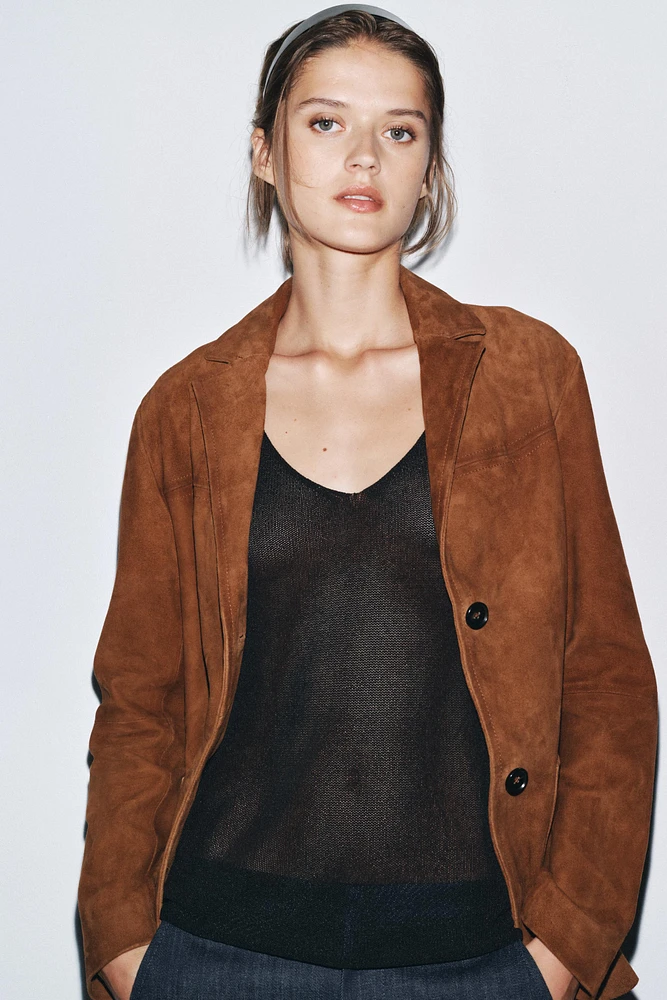 100% SUEDE OVERSIZE BLAZER ZW COLLECTION LIMITED EDITION