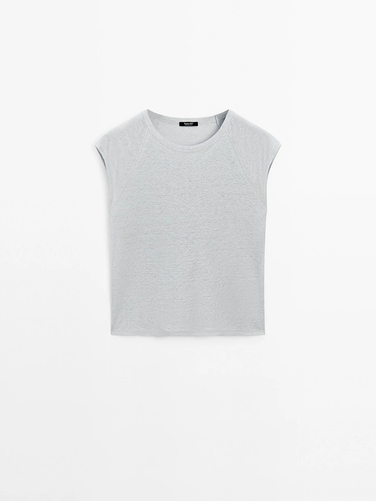 T-shirt léger bord-côte 100 % lin