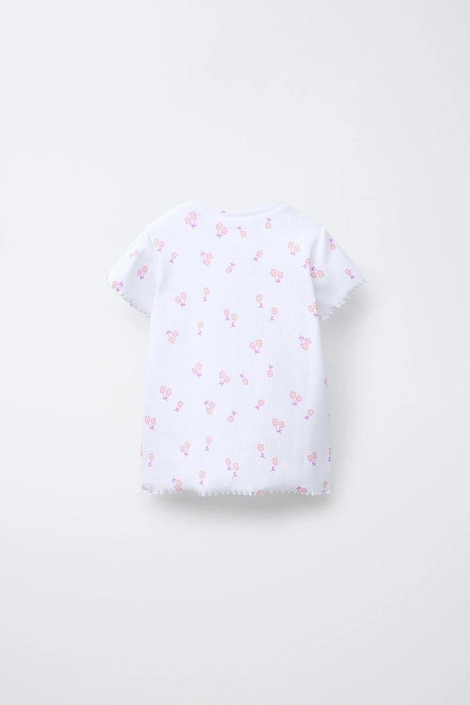 PRINTED RIBBED T-SHIRT