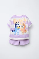 BLUEY © LUDO STUDIO STRIPED T-SHIRT AND SHORTS JOGGING SET