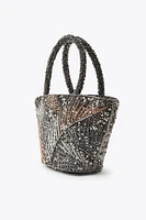 EMBROIDERED AND BEADED HANDBAG