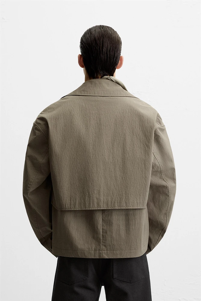 SHORT TECHNICAL FABRIC TRENCH COAT