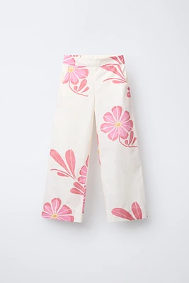 PANTALON DROIT À FLEURS