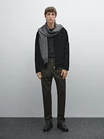 Pantalon slim texturé en coton mélangé