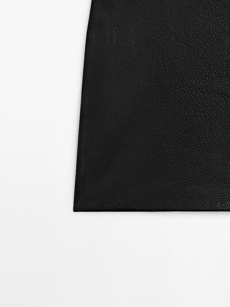 Minijupe texturée en cuir nappa