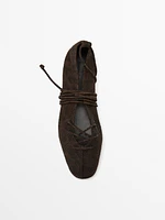 Lace-up printed ballet flats