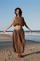 WRINKLED EFFECT BALLOON MIDI SKIRT