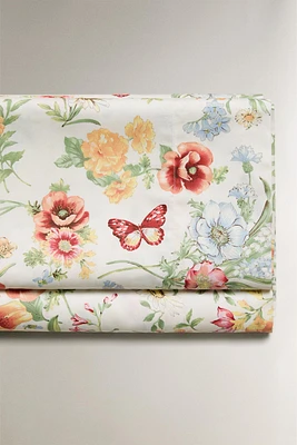 DRAP PLAT SATIN IMPRIMÉ FLEURS