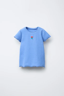 T-SHIRT CÔTELÉ BRODÉ