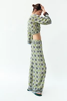 PRINTED WIDE LEG PANTS