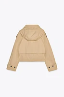 SHORT TRENCH COAT WITH DETACHABLE HOOD