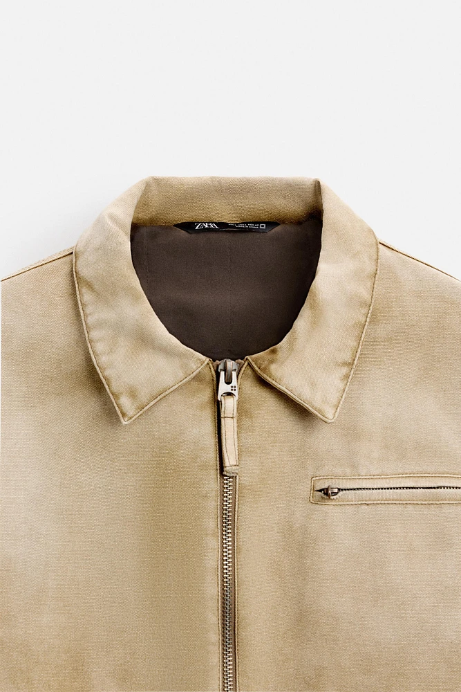 WASHED EFFECT BOMBER JACKET