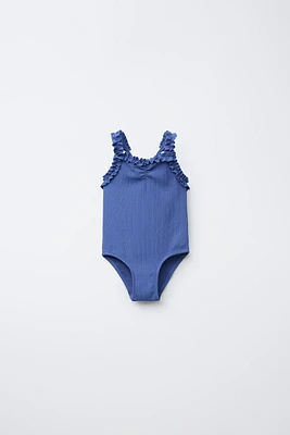 2-6 YEARS/ TEXTURED RUFFLE SWIMSUIT