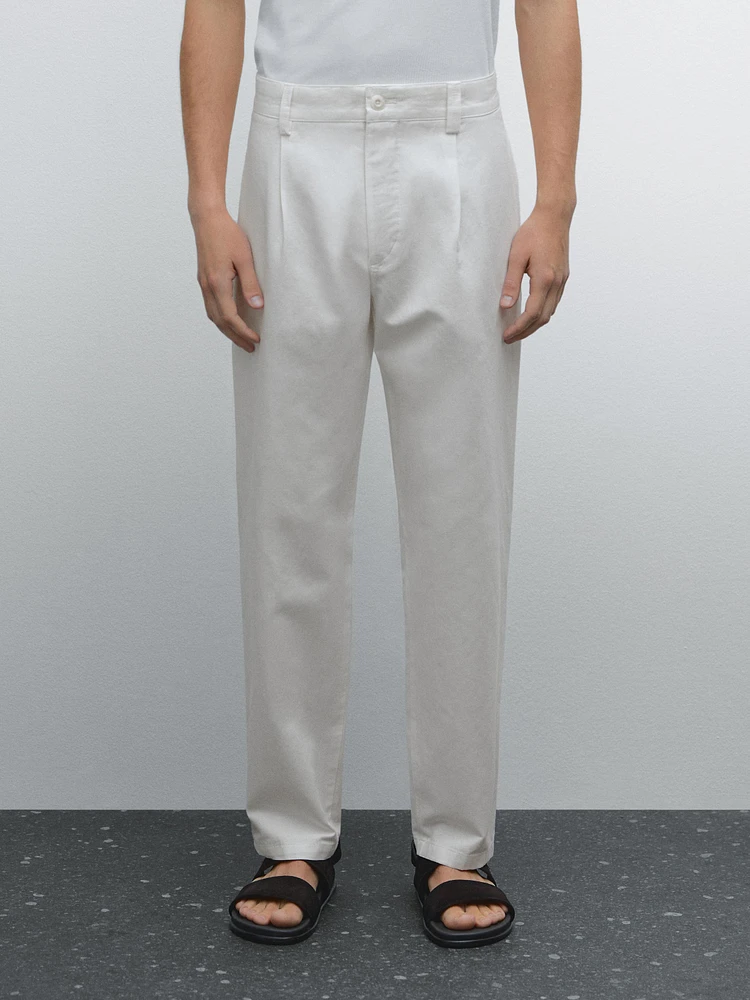 Pantalon relaxed fit en coton mélangé