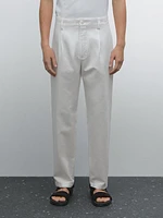Pantalon relaxed fit en coton mélangé
