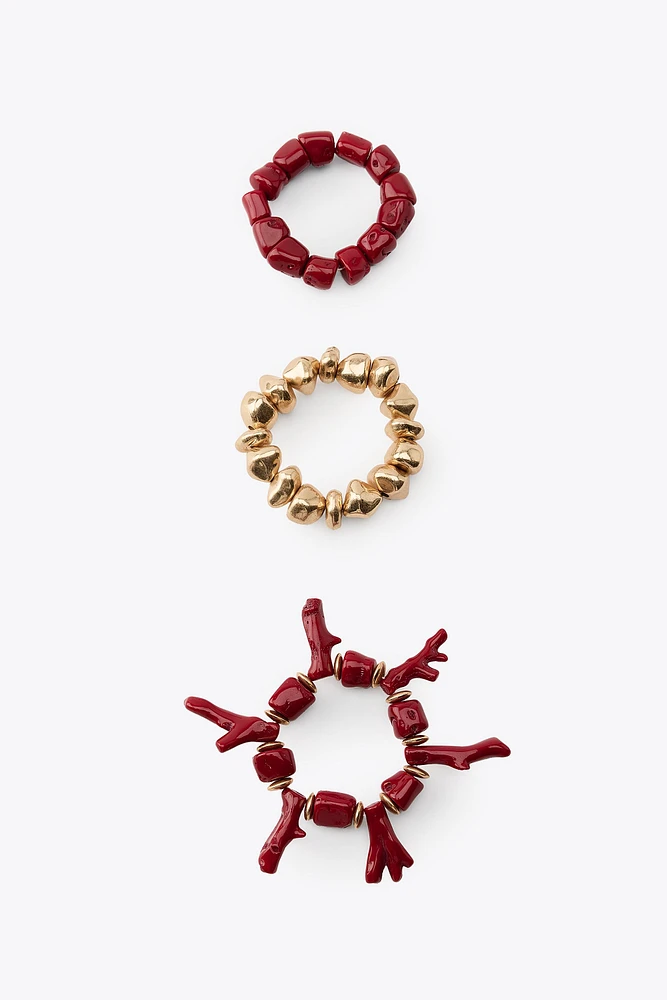 PACK OF 3 CORAL STRETCH BRACELETS