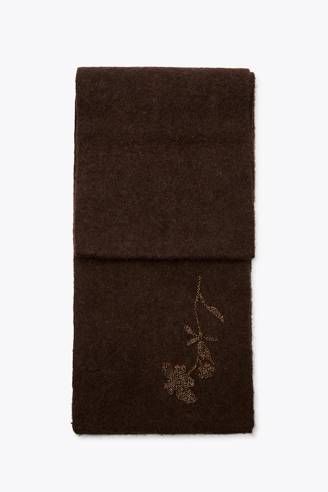 BEADED ALPACA WOOL BLEND SCARF
