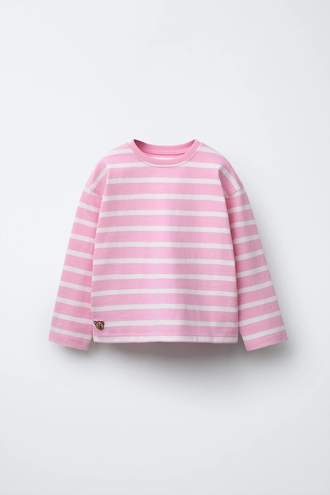 HEAVYWEIGHT STRIPED EMBROIDERED T-SHIRT
