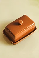 CARAMEL STONEWARE BUTTER DISH
