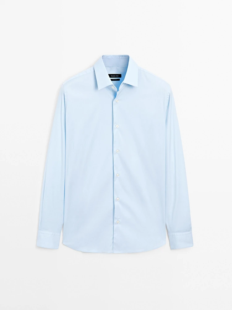 Slim fit stretch cotton blend shirt