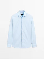Slim fit stretch cotton blend shirt