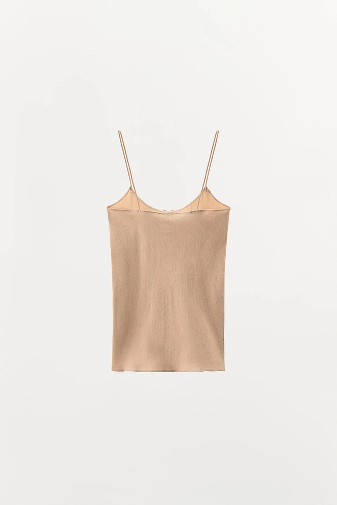 POINTELLE SATIN BOW TANK TOP