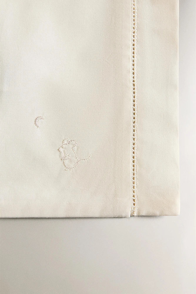 ENSEMBLE DE DRAPS MINI-LIT BÉBÉ BRODERIE PETITES SOURIS