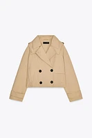 SHORT TRENCH COAT WITH DETACHABLE HOOD