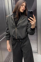 BLOUSON BOMBER TEXTURÉ À CAPUCHE