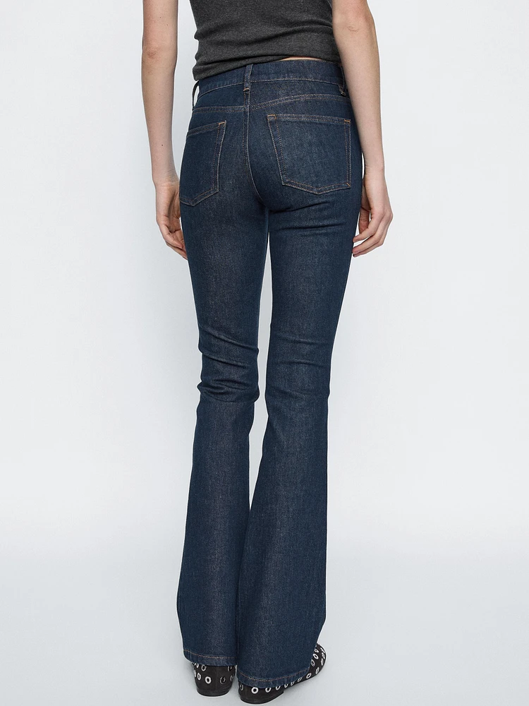 Jean bootcut taille basse en coton mélangé