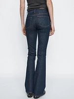 Jean bootcut taille basse en coton mélangé
