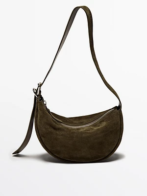 Split leather shoulder bag