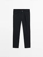 Faux jean slim en coton mélangé