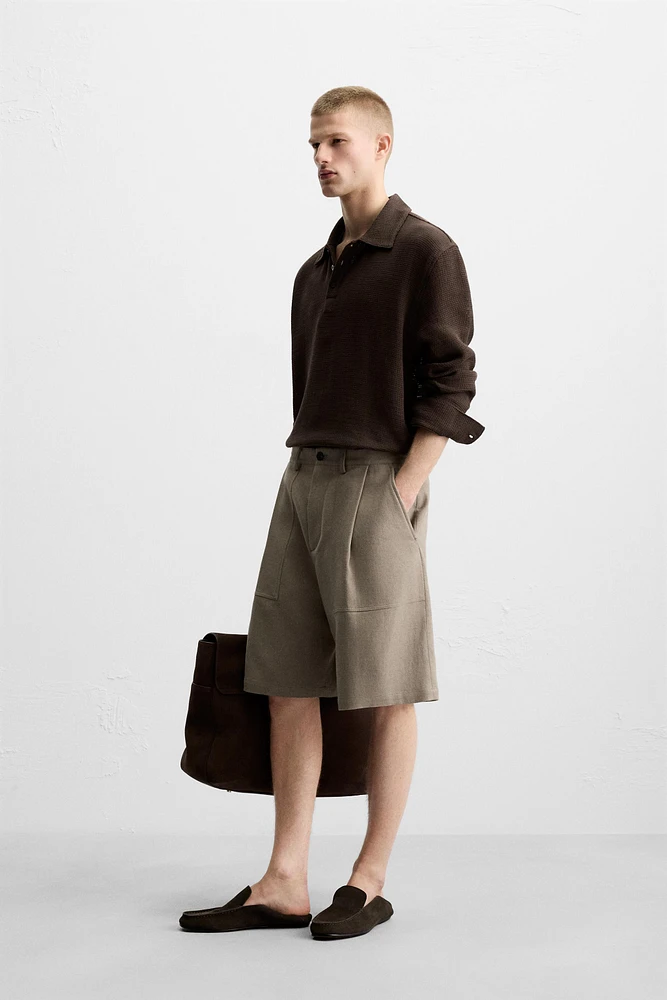 TEXTURED LINEN - COTTON SHORTS