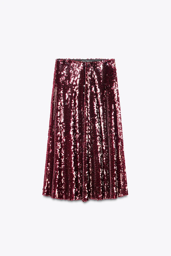SEQUIN MIDI SKIRT