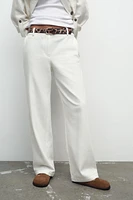 ANIMAL PRINT BELTED PANTS