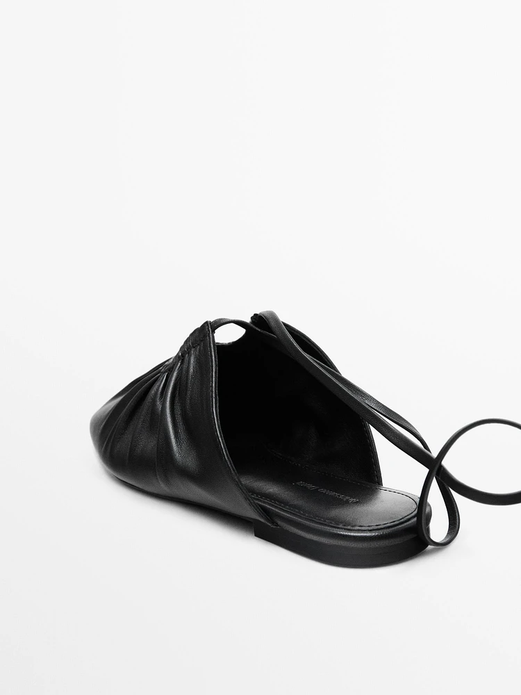 Ballerines à nouer en cuir nappa