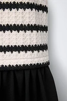 CONTRASTING CROCHET KNIT DRESS