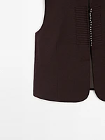 Linen blend beaded waistcoat
