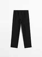 Pantalon barrel fluide lin mélangé