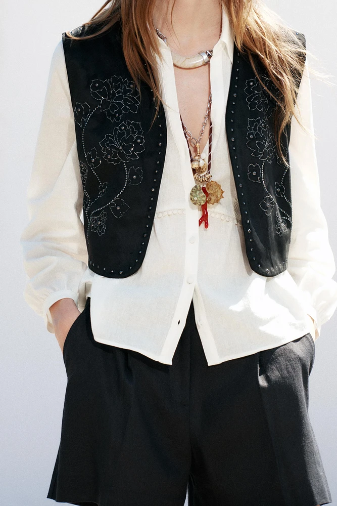 GILET EFFET DAIM BRILLANT